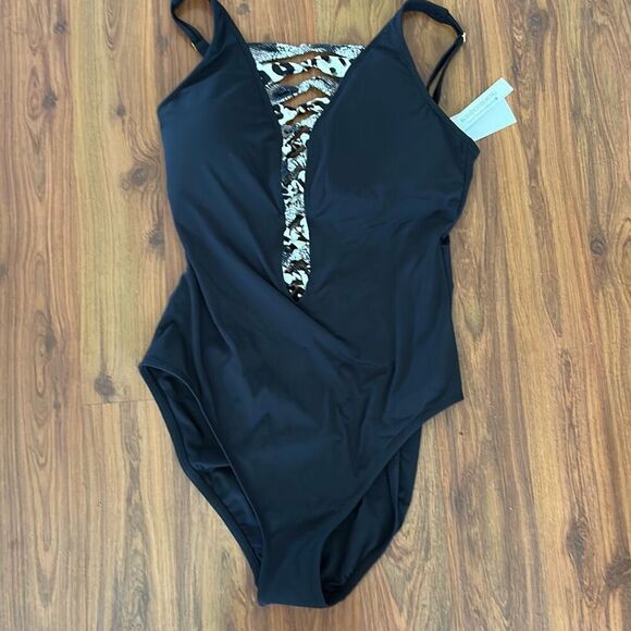 NWT Vix BLEU ROD BEATTIE black with leopard knotted front and back detail. Size - Picture 1 of 5